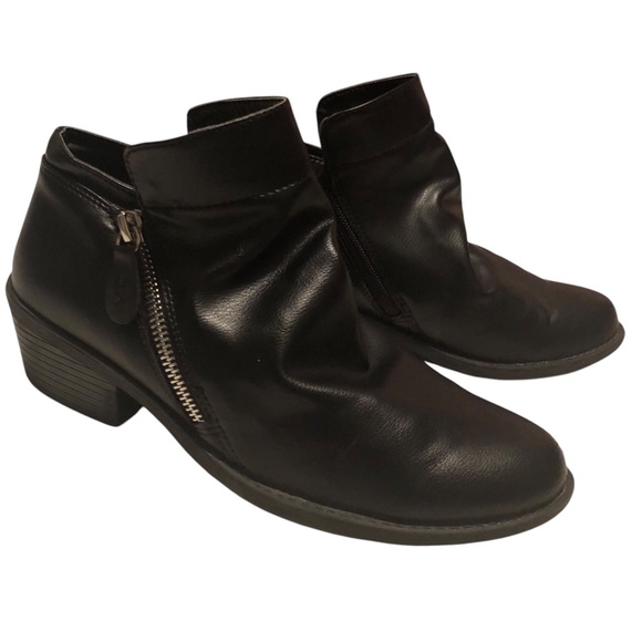 EASY STREET - Women's Black Double Zipped Scrunched Bootie Boots‎ - Size 7.5 - Picture 1 of 13